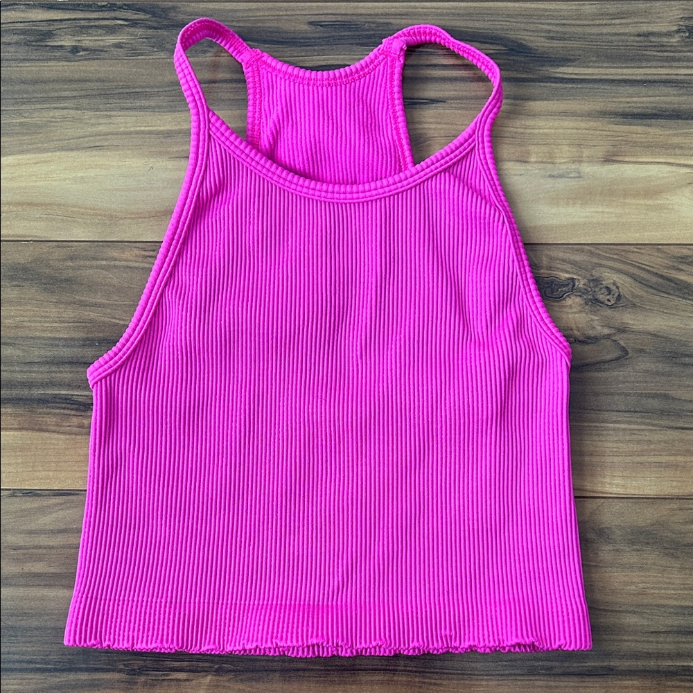 hot pink ribbed tank top